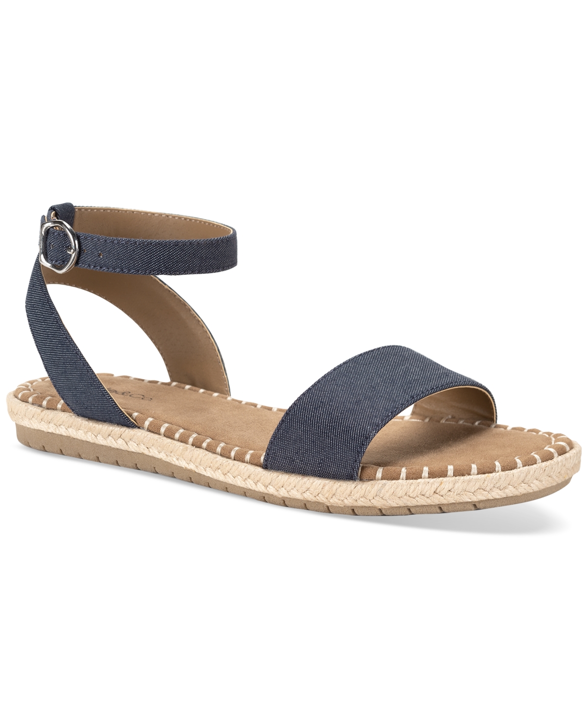 Shop Style & Co Women's Peggyy Ankle-strap Espadrille Flat Sandals, Created For Macy's In Denim