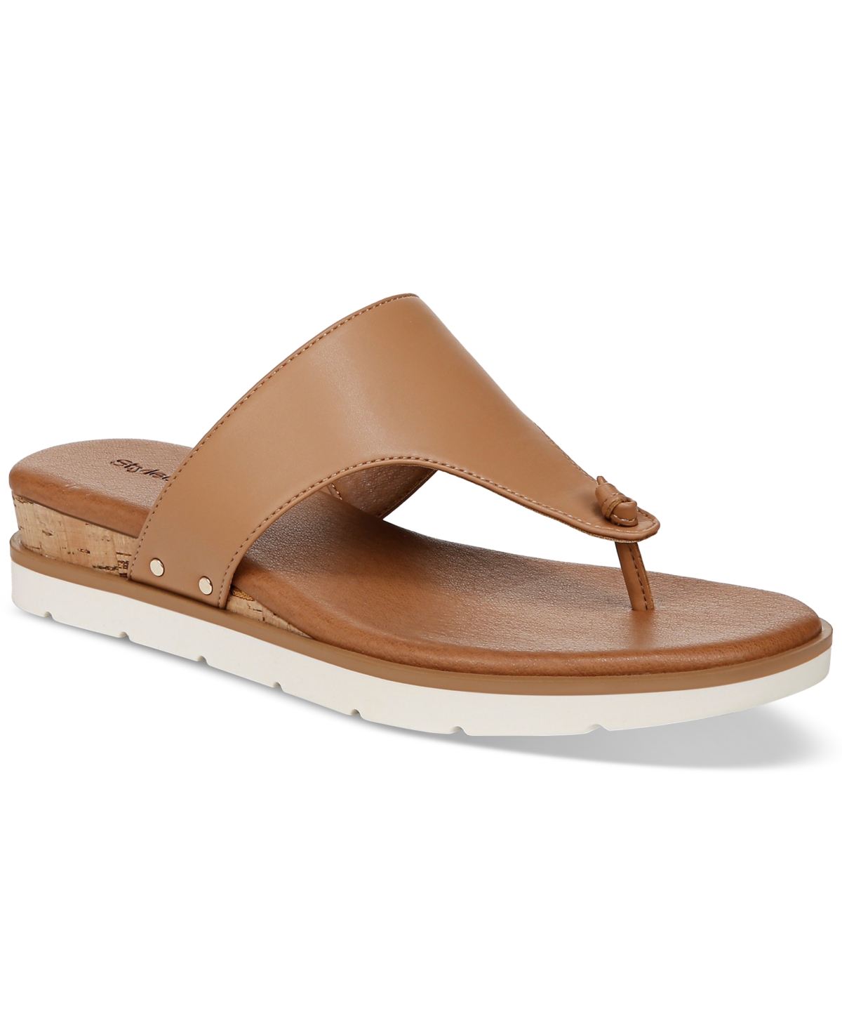Shop Style & Co Women's Emmaa Thong Flat Sandals, Created For Macy's In Tan Smooth