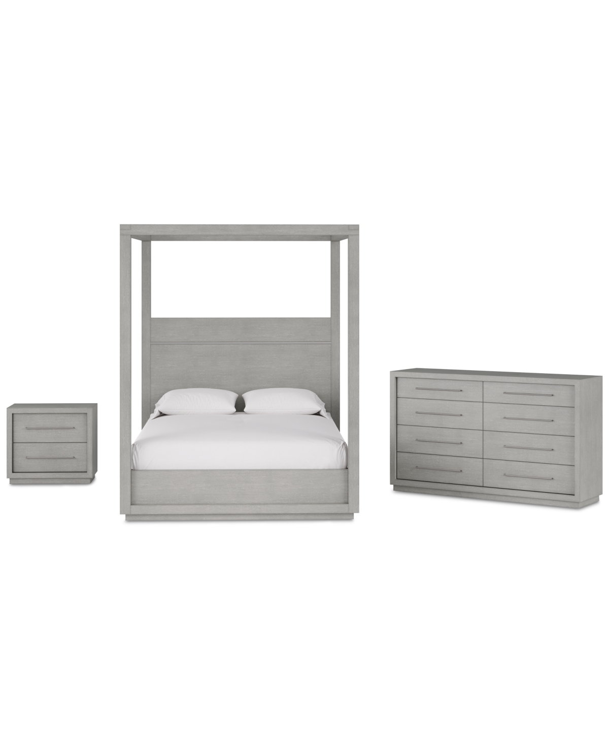 Macy's Tivie 3pc Bedroom Set (full Canopy Bed + Dresser + Nightstand), Created For  In Grey