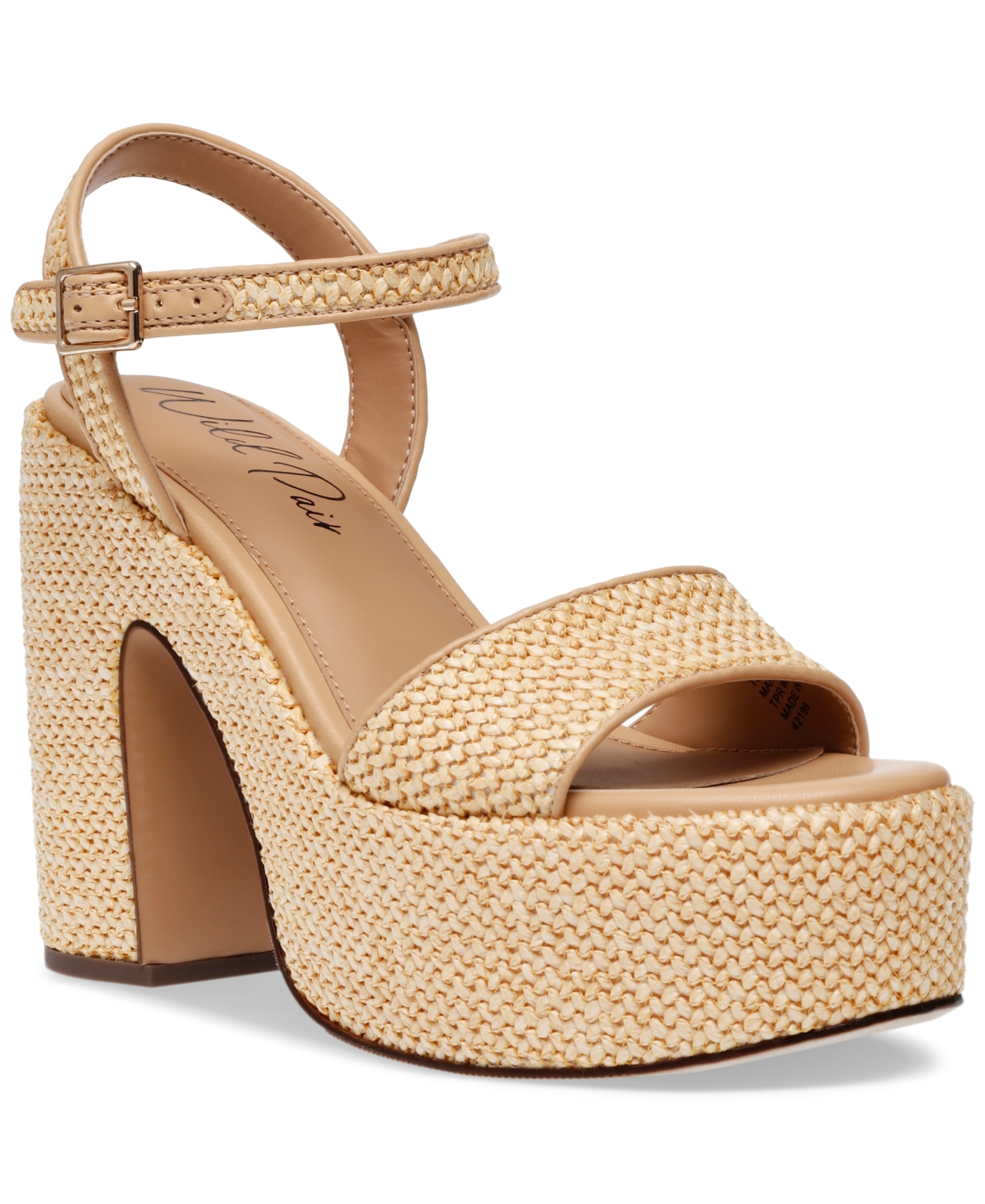 Wild Pair Vidaa Ankle-strap Platform Sandals, Created For Macy's In Natural Raffia
