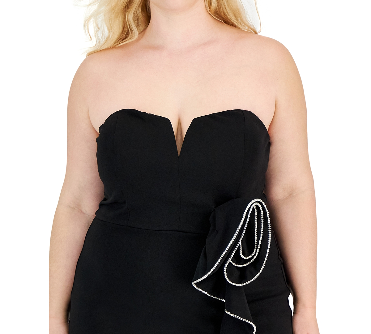 Shop Speechless Trendy Plus Size Strapless Ruffled Dress In Black Jm