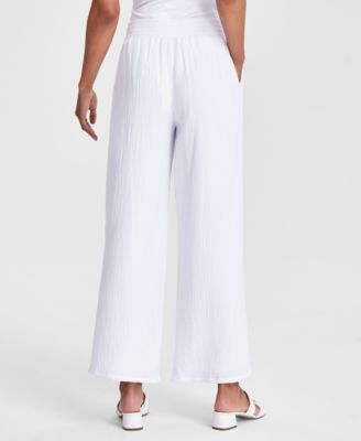Women's Wide Leg Cotton Gauze Pants, Created for Macy's