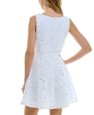 Juniors' Lace Square-Neck Skater Dress