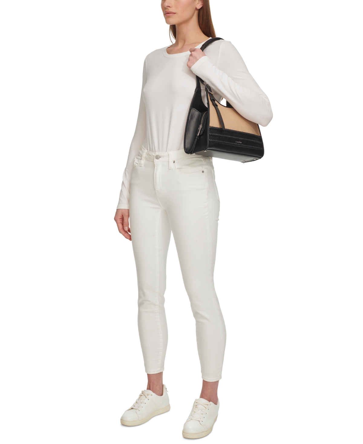 Shop Calvin Klein Quill Whip-stitch Shoulder Bag In Black Natura