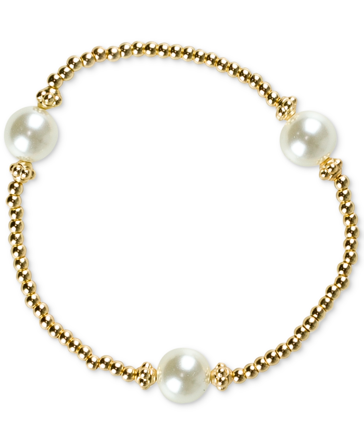 Shop Patricia Nash Gold-tone 3-pc. Set Imitation Pearl Stretch Bracelet In Matte Gold