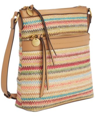 Straw North South Crossbody Bag