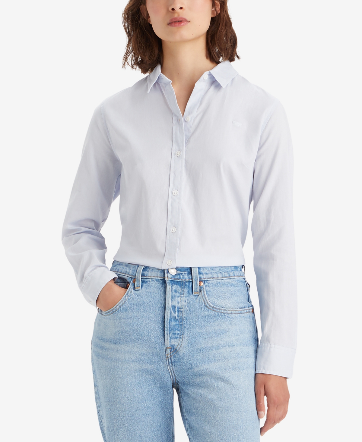 Levi's The Classic Cotton Box-pleat-back Long-sleeve Shirt In Arctic Ice
