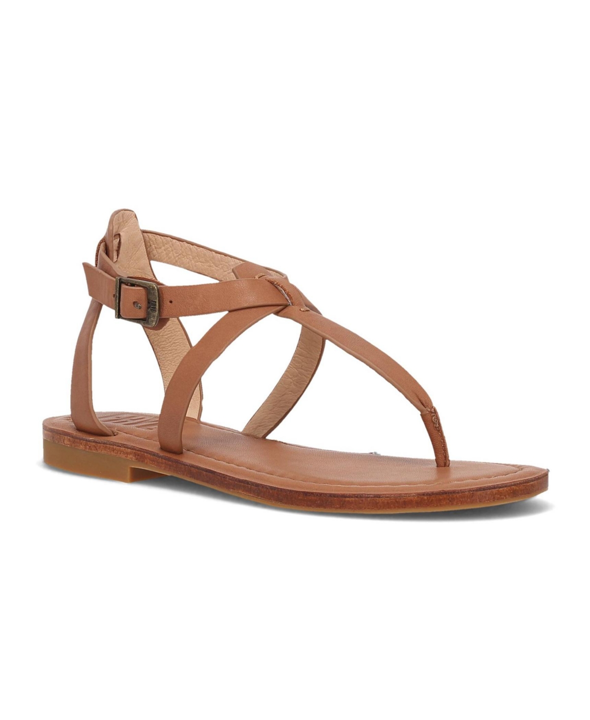 Women's Taylor Thong Leather Flat Sandals - Ivory- Polished Full Grain Leather