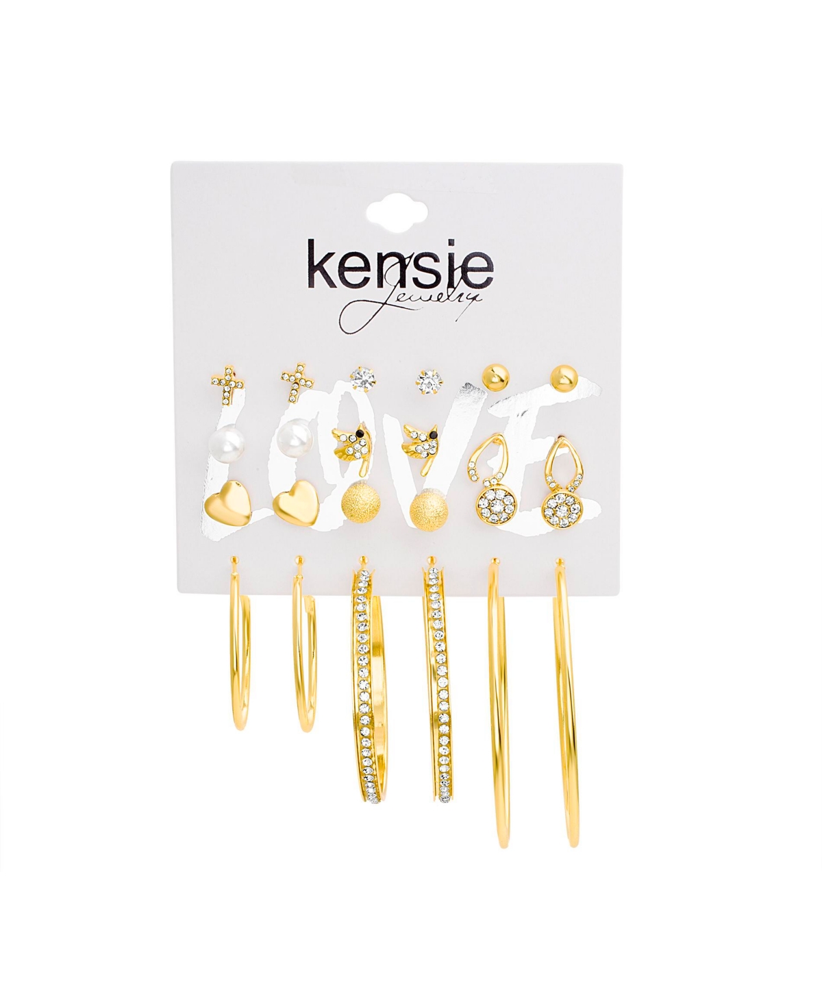 Shop Kensie Gold-tone 12 Piece Multi Charm Earring Set