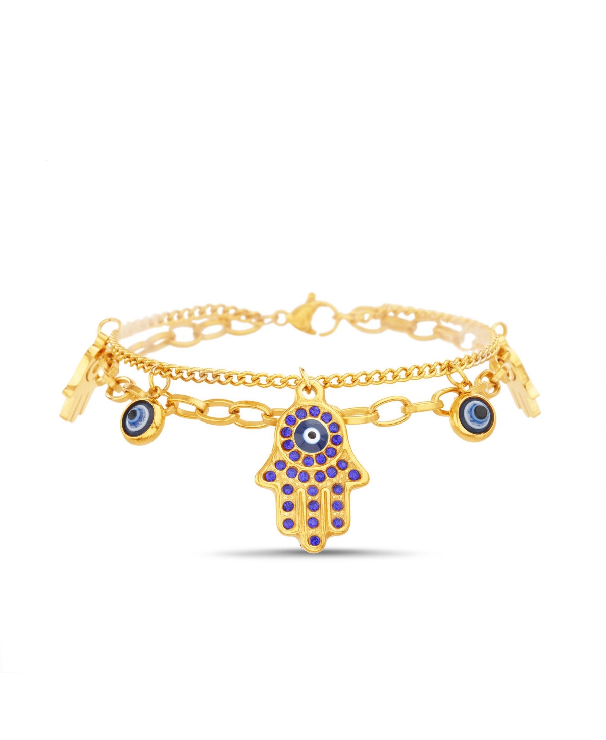 Shop Kensie Gold-tone Hamsa Hand Evil Eye Charm Bracelet