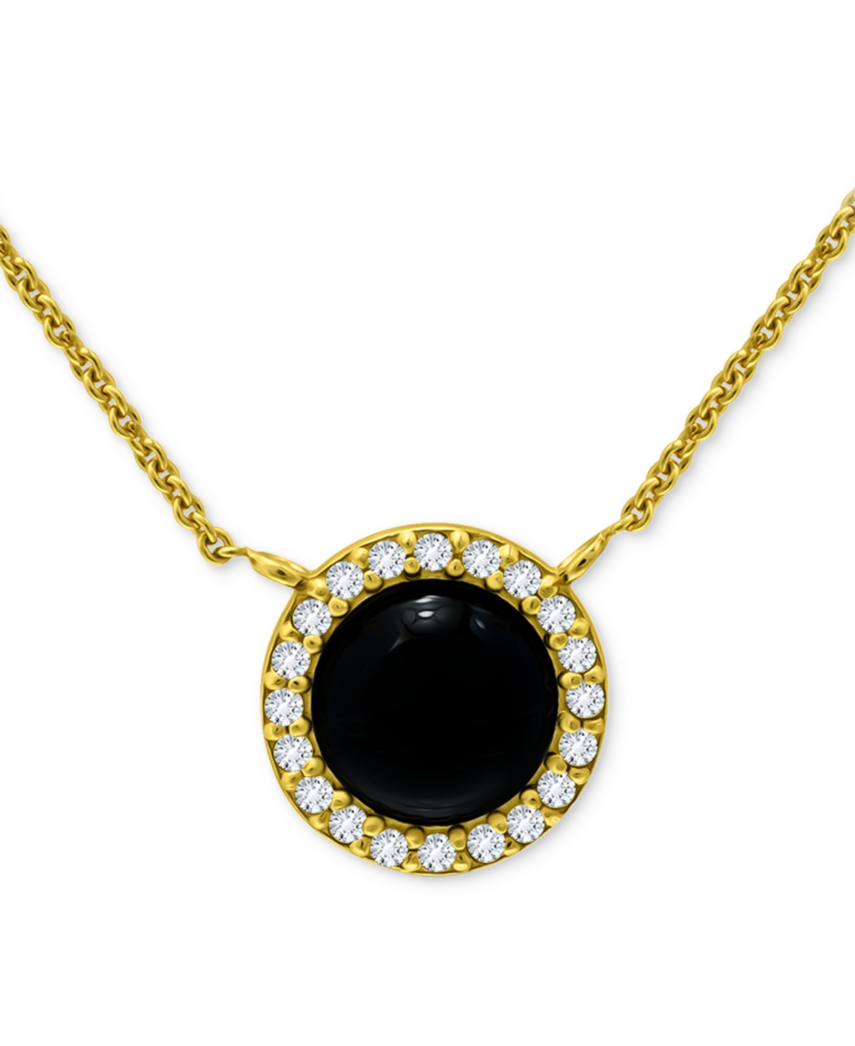 Giani Bernini Onyx & Cubic Zirconia Halo Pendant Necklace In 18k Gold-plated Sterling Silver, 16" + 2" Extender (a In Amethyst,gold