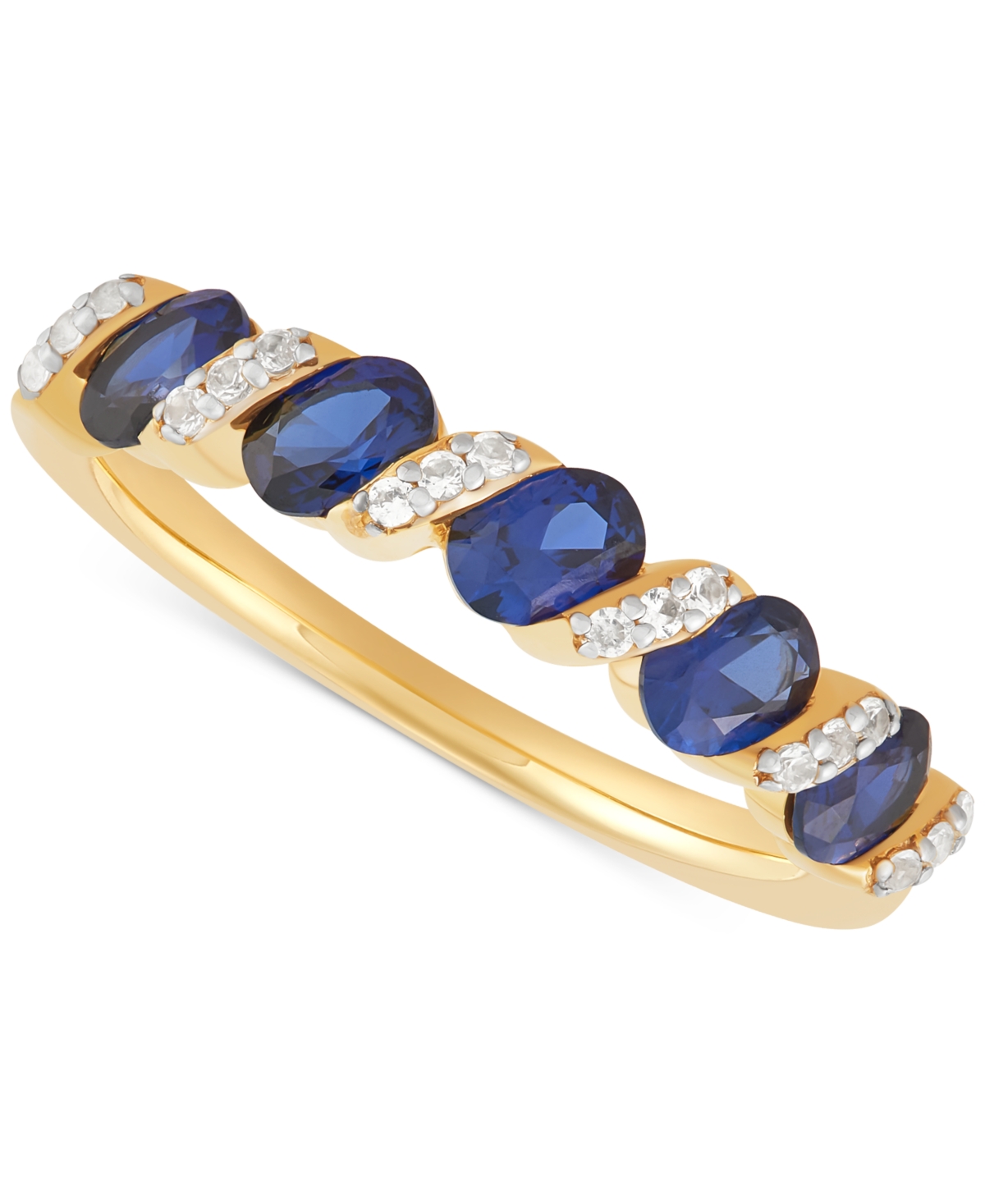 Macy's Lab-grown Blue Sapphire (1-1/3 Ct. T.w.) & Lab-grown White Sapphire (1/10 Ct. T.w.) Ring In 14k Gold