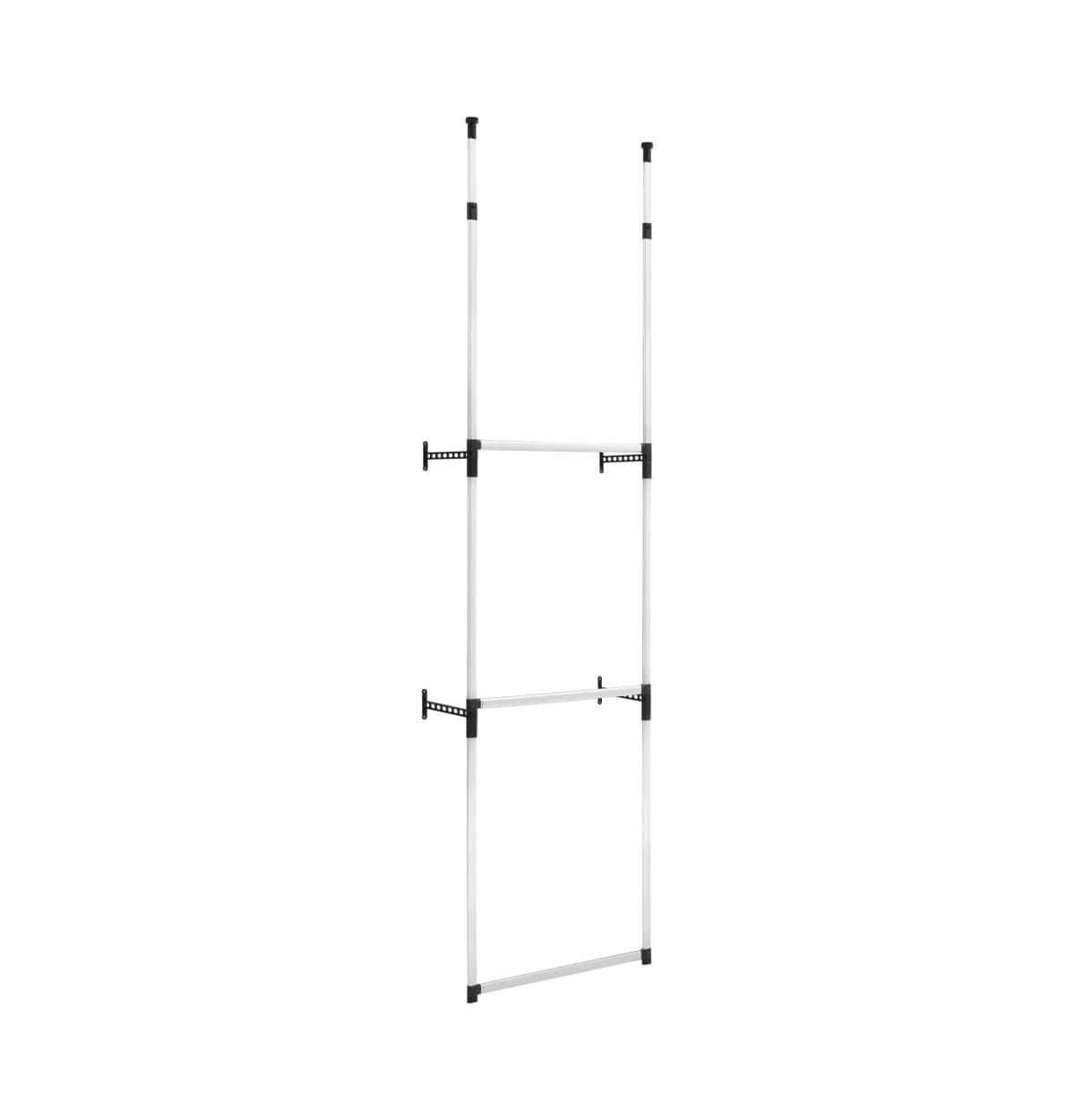 Telescopic Wardrobe System with Rods Aluminum - Silver