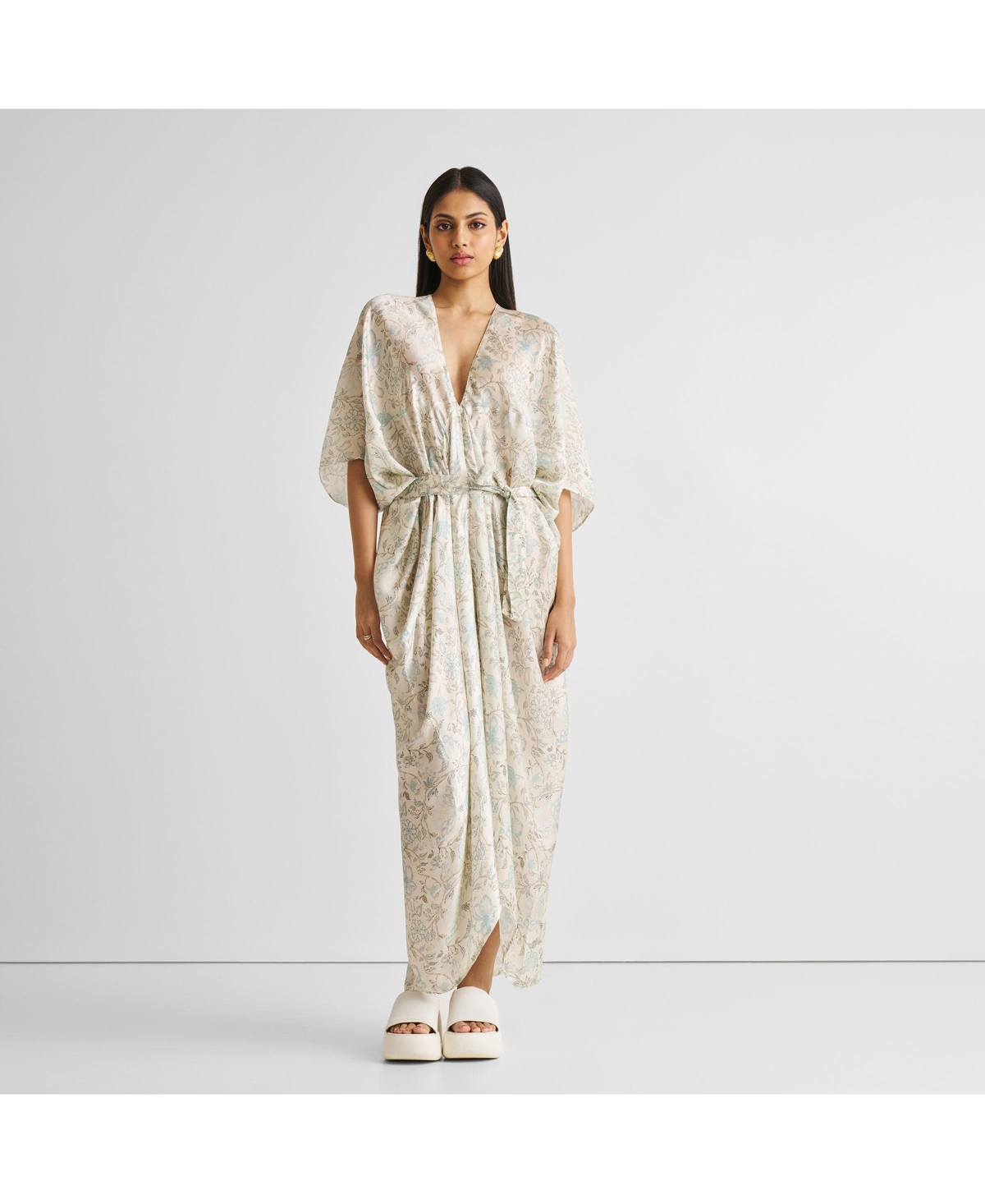 Women's Silky Kaftan Dress - White