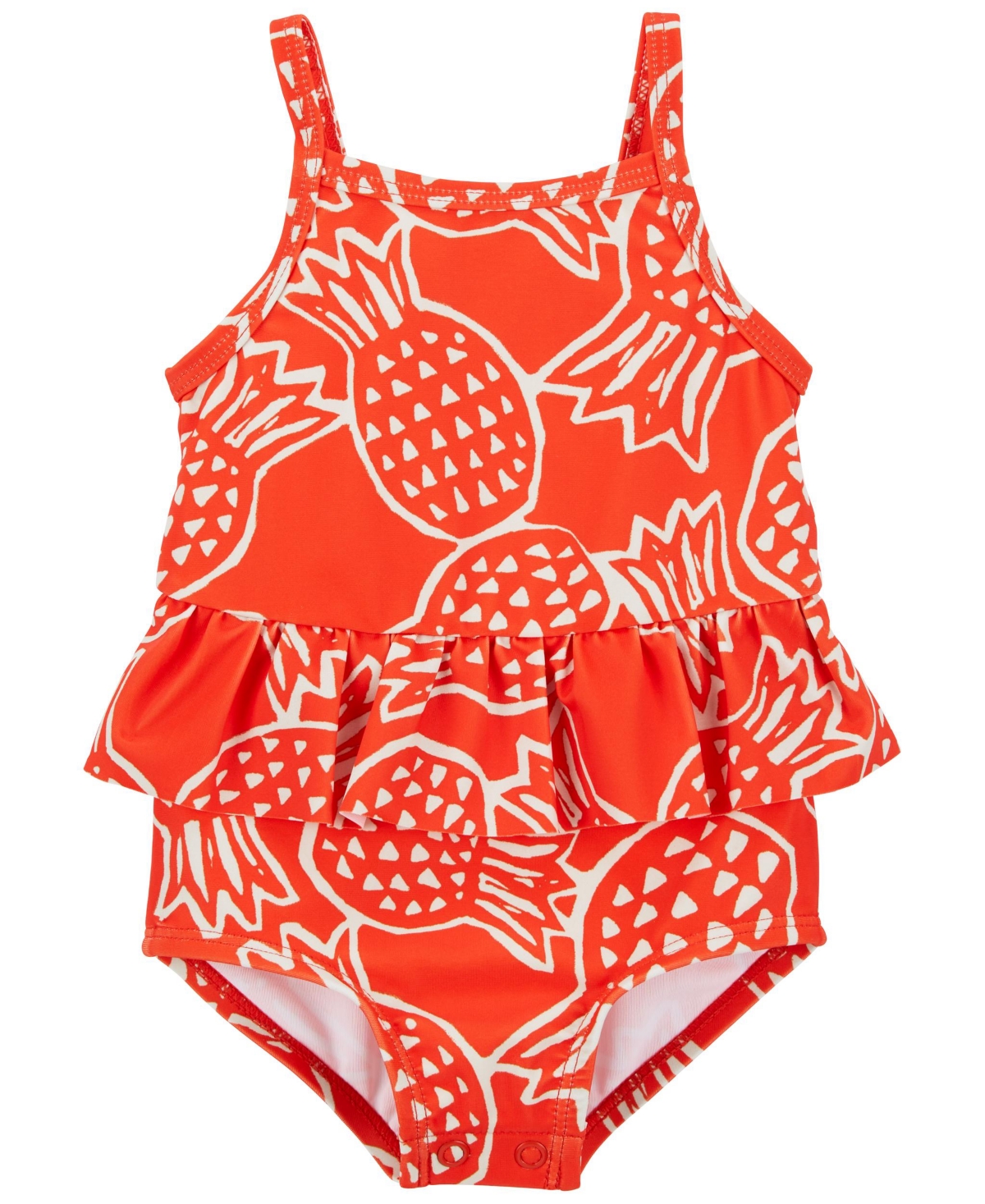 Shop Carter's Baby Pineapple Print Ruffled Swimsuit In Orange