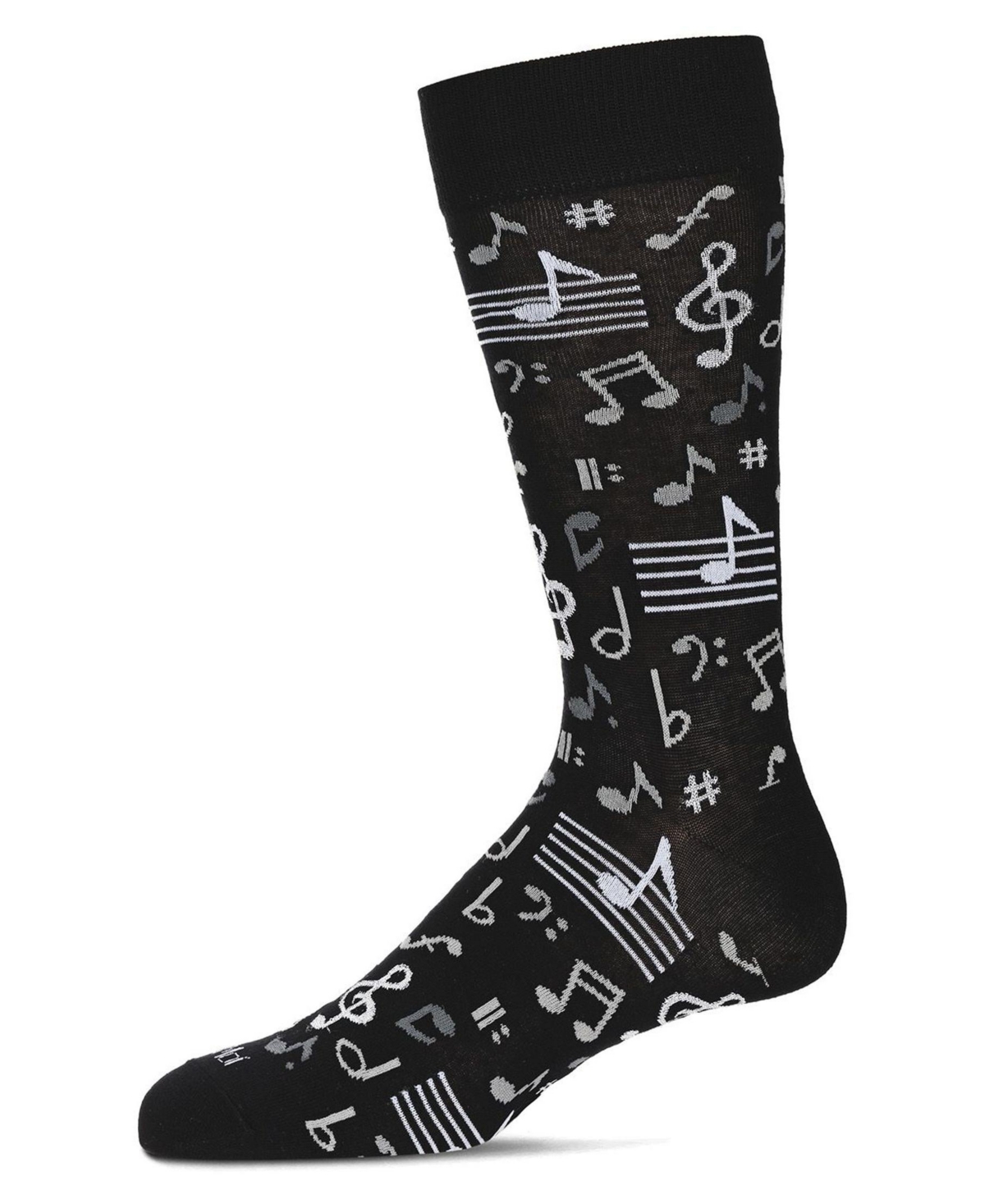 Men's Musical Notes Novelty Crew Socks - Black