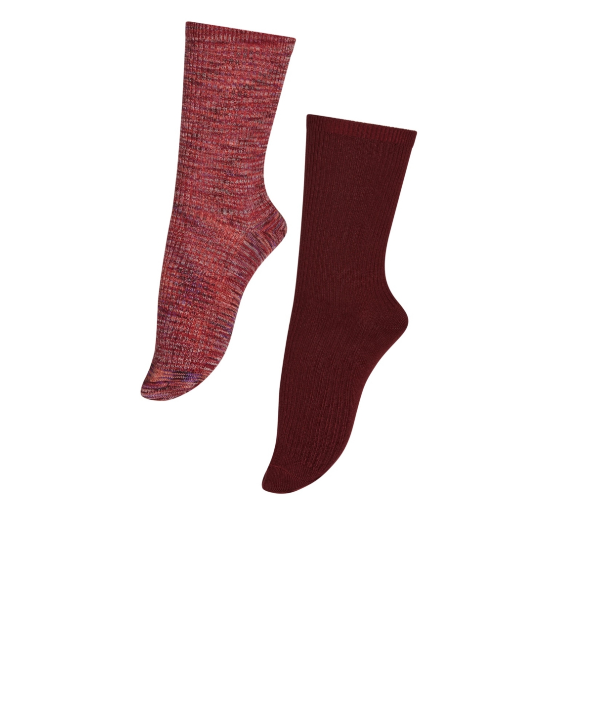 Plus Size Ribbed Socks 2 Pack - Burgundy