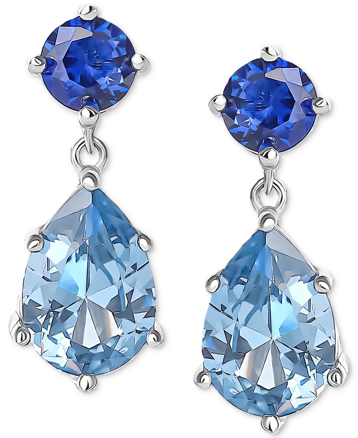 Giani Bernini Blue Cubic Zirconia Pear Drop Earrings In Sterling Silver, Created For Macy's