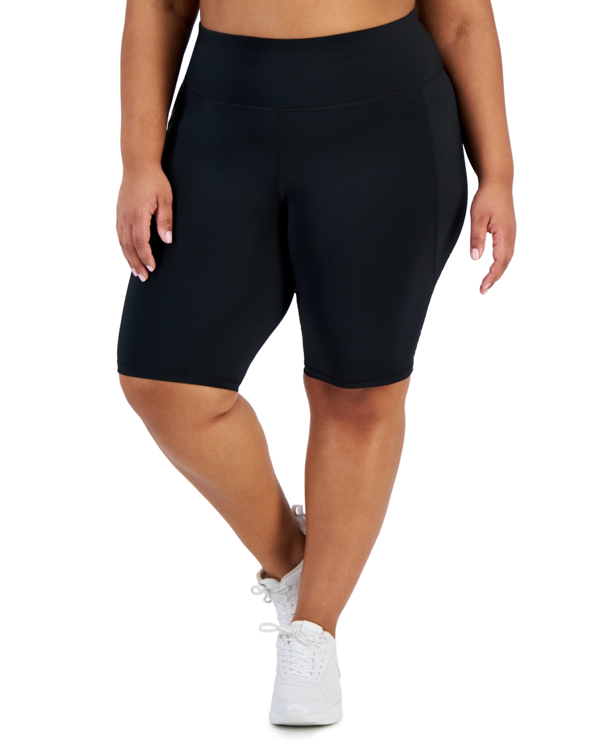 Women's High-Rise Compression Shorts, Created for Macy's - Deep Black