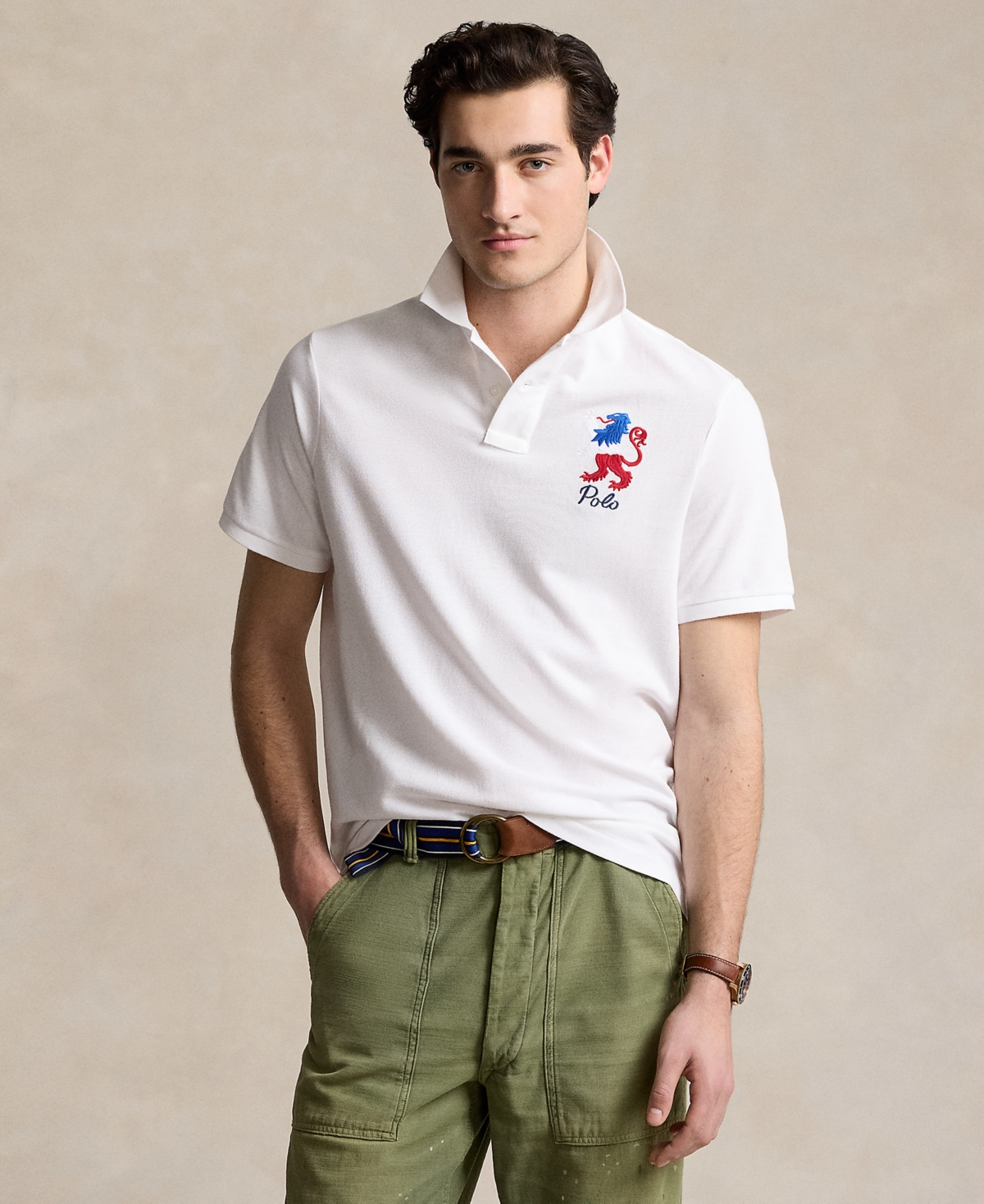 Polo Ralph Lauren Men's Classic-fit Embroidered Mesh Polo Shirt In Classic Oxford White