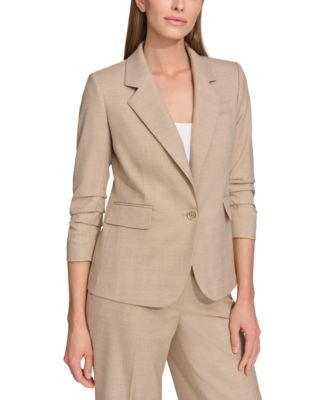 DKNY - Petite Madison Notched-Collar Ruched-Sleeve Jacket