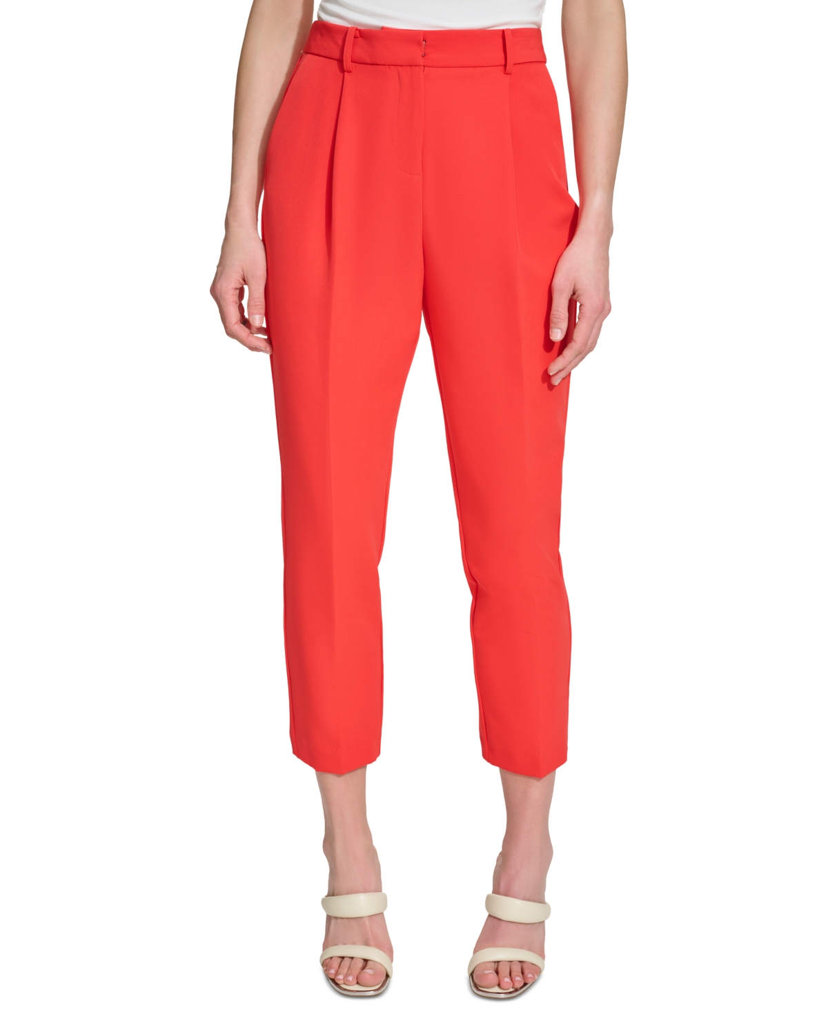 Dkny Petite Pleated Ankle Pants In Flame