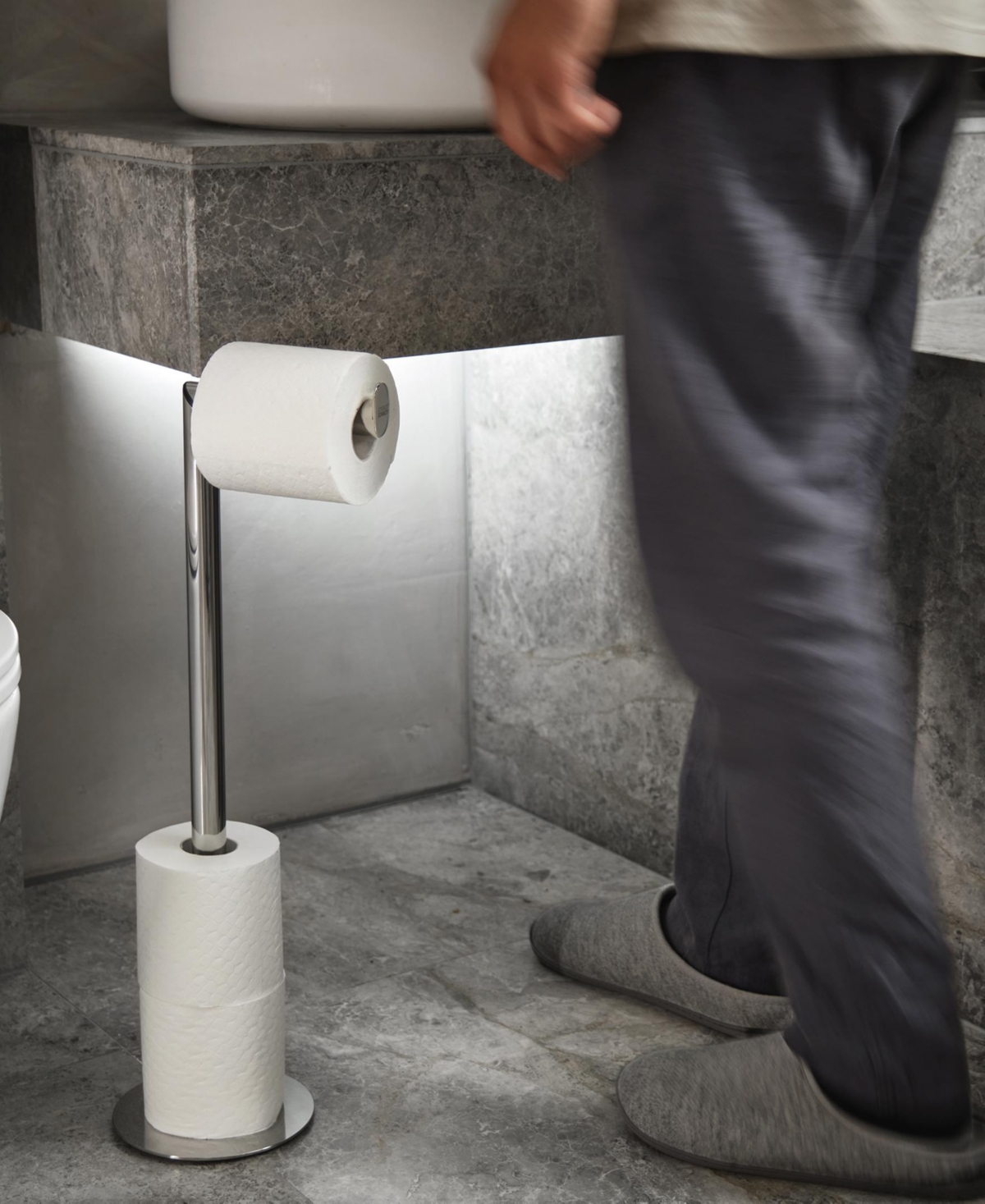 Joseph Joseph Easy-store Luxe 2-in-1 Toilet Roll Stand In Gray