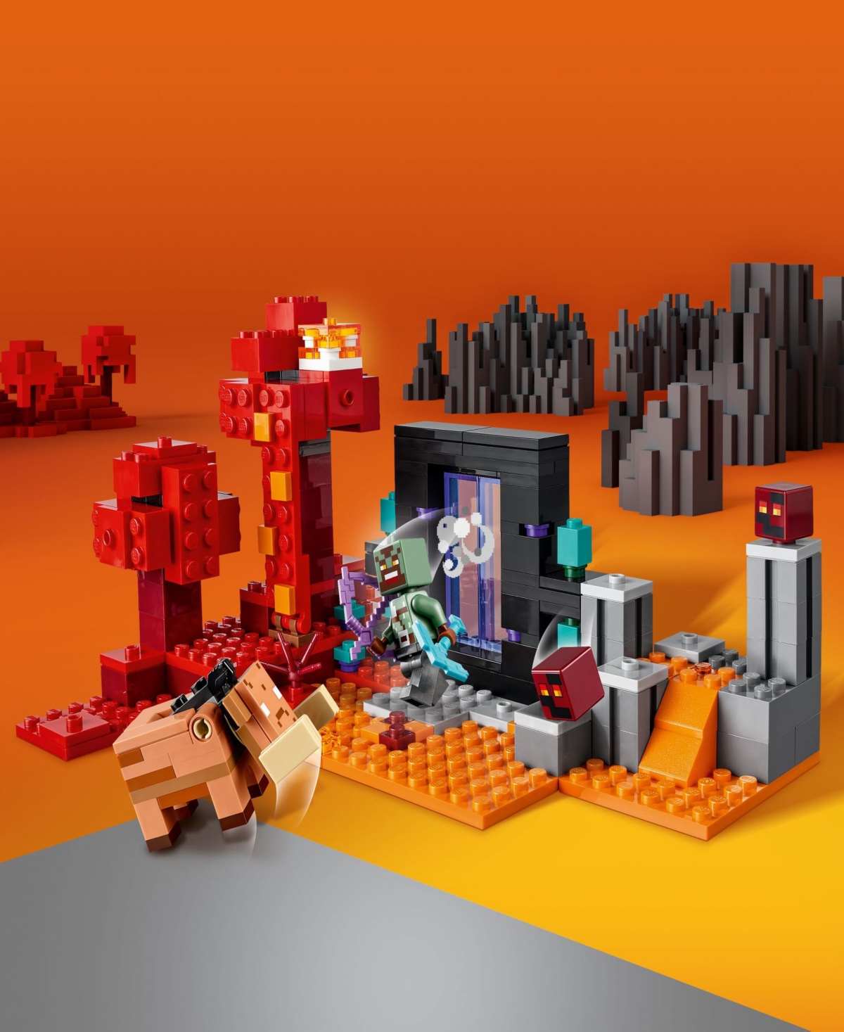Shop Lego Minecraft The Nether Portal Ambush Building Toy 21255, 352 Pieces In Multicolor