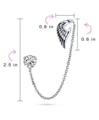Spiritual Guardian Angel Wing Feather Cartilage Ear Lobe Helix Earring Warp Chain Ear Cuff CZ Stud Earring Stainless Steel 1 Piece