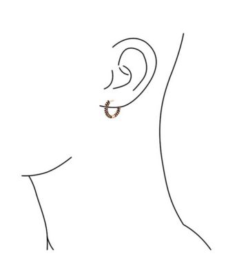 Pave Cubic Zirconia CZ Inside Out Small Tube Huggie Hoop Earrings Rose Gold Plated .75 Inch Diameter