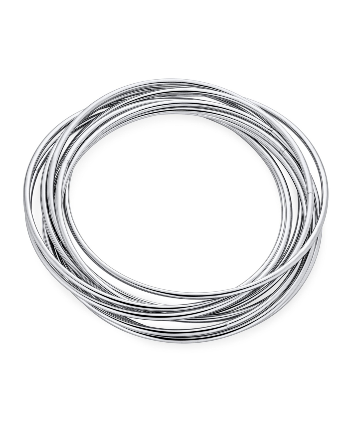 Bling Jewelry Set Of 10 Interlocking Twist Multi Stacking Bangle For Women Bracelets Round Smooth Thin Stainless Steel For Women