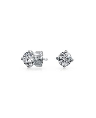 Modern Classic Graduated Cubic Zirconia CZ Drop Back And Front Stud Jacket Long Linear Earrings