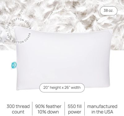 10% Down, 90% Feather Bed Pillow Standard, Pack of 2