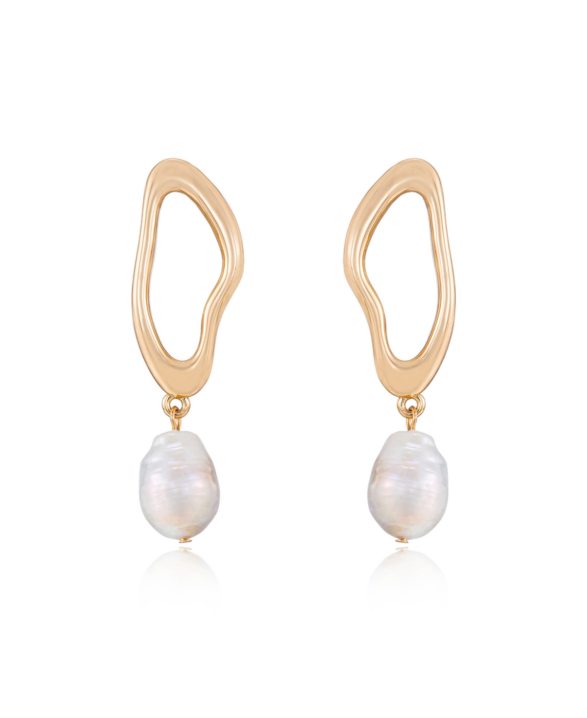Open Circle 18K Gold-Plated and Cultured Freshwater Pearl Dangle Earrings - Gold