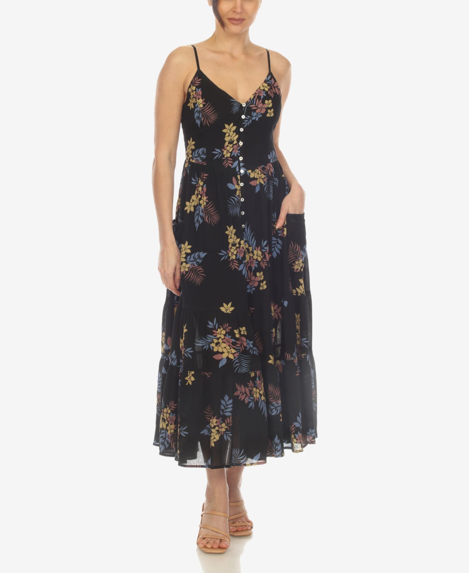 Women's V-neck Floral Print Maxi Dress