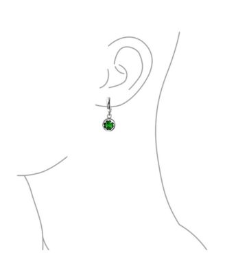 Luck of the Irish Shamrock Four Leaf Green CZ Clover Drop Dangle Earrings Sterling Silver Lever back