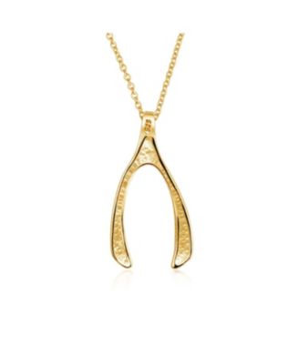 Good Luck Graduation Charm Wishbone Pendant Necklace For Women Girlfriend .925 Sterling Silver Gold Plated