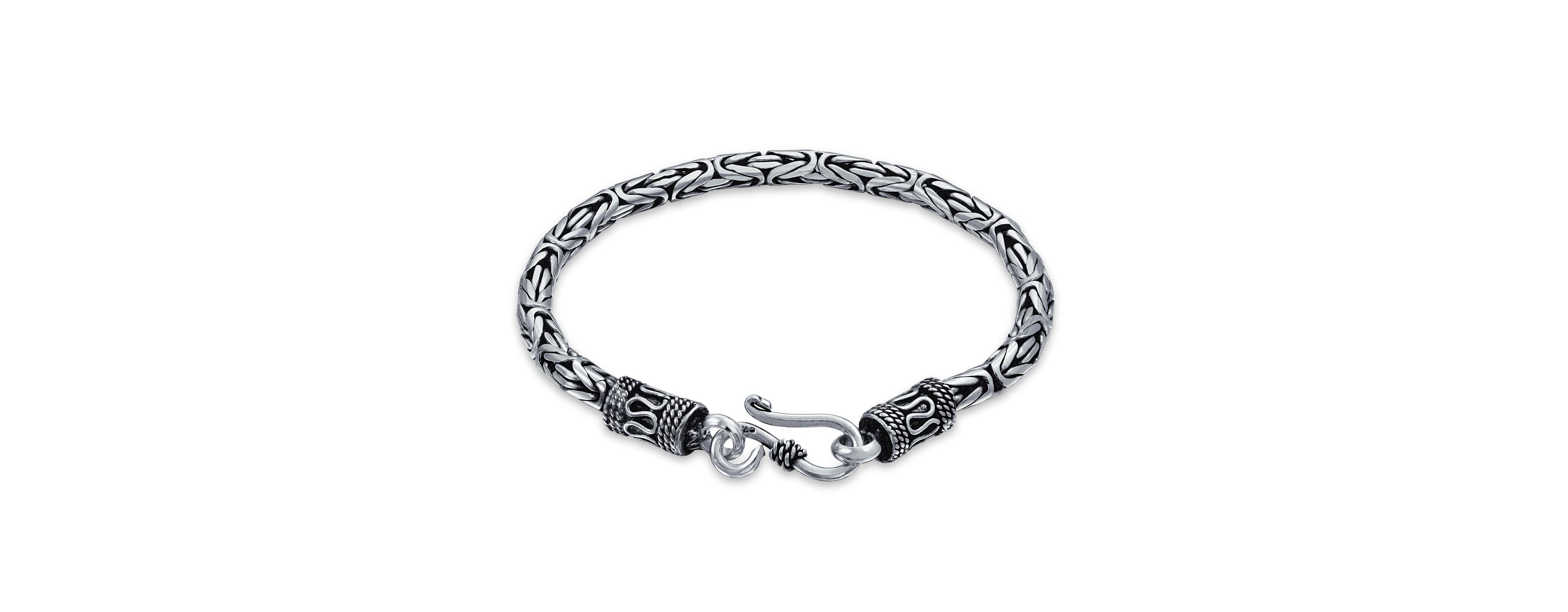 Bling Jewelry Bali Byzantine Chain Link Bracelet Sterling Silver Hand Crafted In Thailand