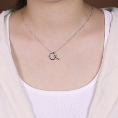 Alphabet Initial Pendant Necklace .925 Sterling Silver 18 Inch