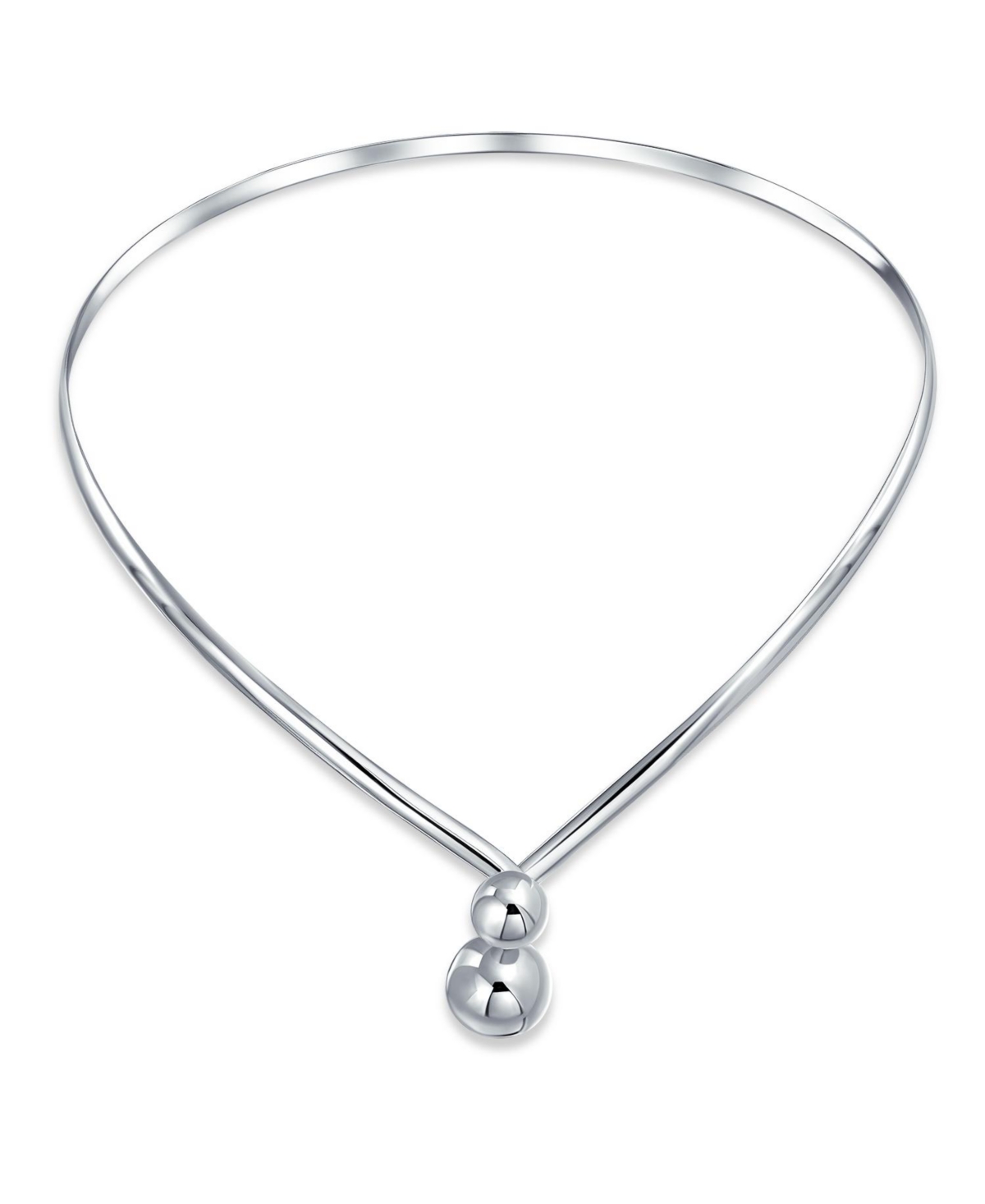 Geometric Choker V Shape Interlocking Balls Collar Statement Necklace For Women .925 Silver Sterling - Silver
