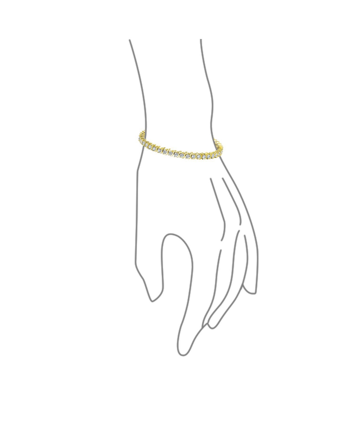 Bling Jewelry Jewelry 15 Ct Cz Round Solitaire Swirl Wave Link Tennis Bracelet For Women Yellow Gold Plated Sterling Silver Rhodium - Gold-tone