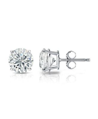 Suzy Levian Sterling Silver Cubic Zirconia Round-Cut Classic Stud Earrings