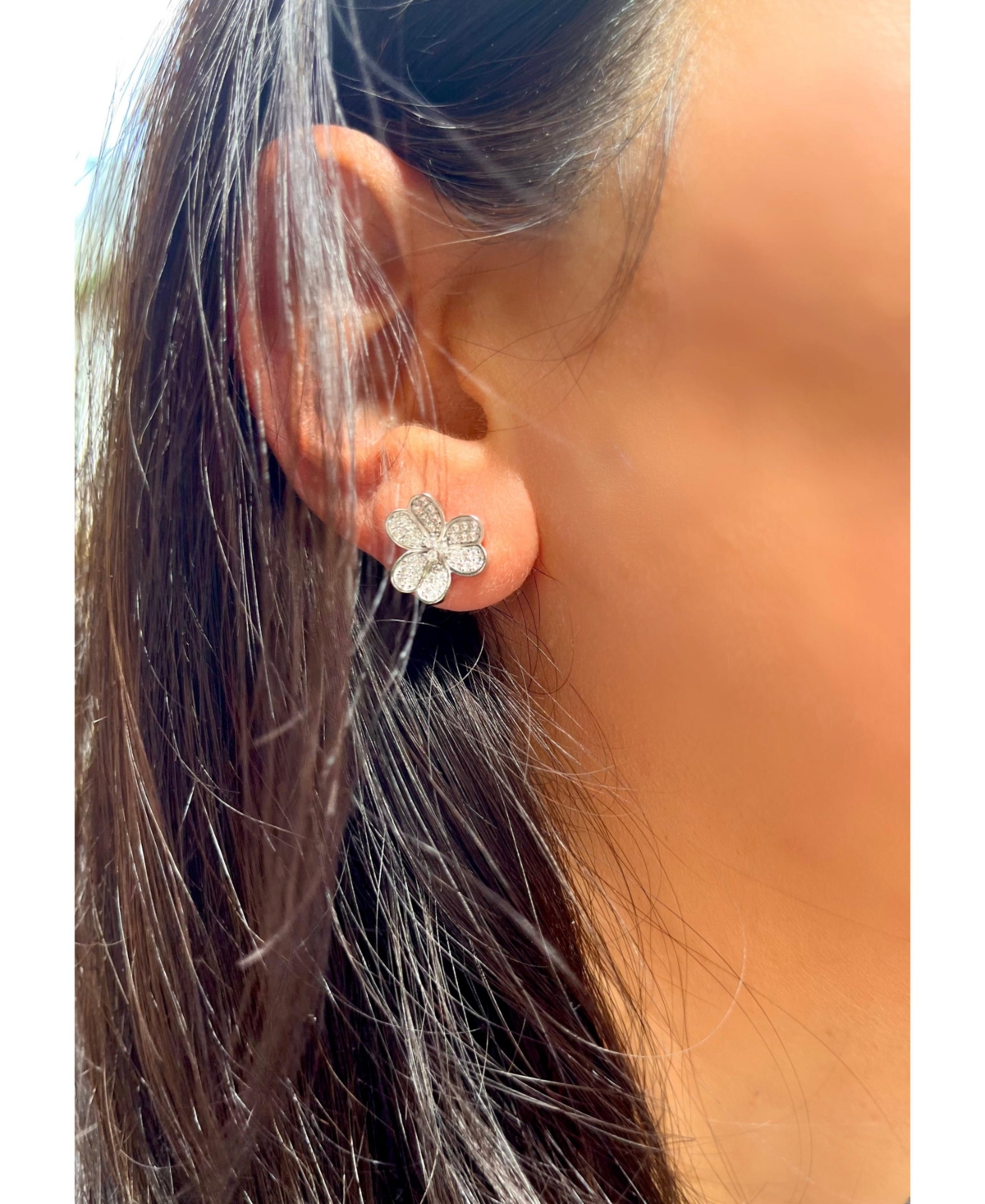 Suzy Levian New York Suzy Levian Sterling Silver Cubic Zirconia Lavish Flower Stud Earrings
