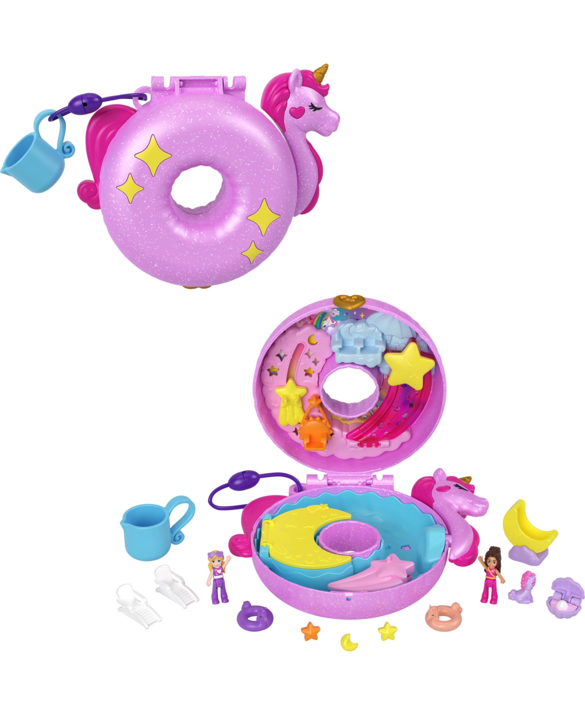 Polly Pocket Kids' Dolls And Playset, Unicorn Toys, Sparkle Cove Adventure Unicorn Floatie Compact In No Color