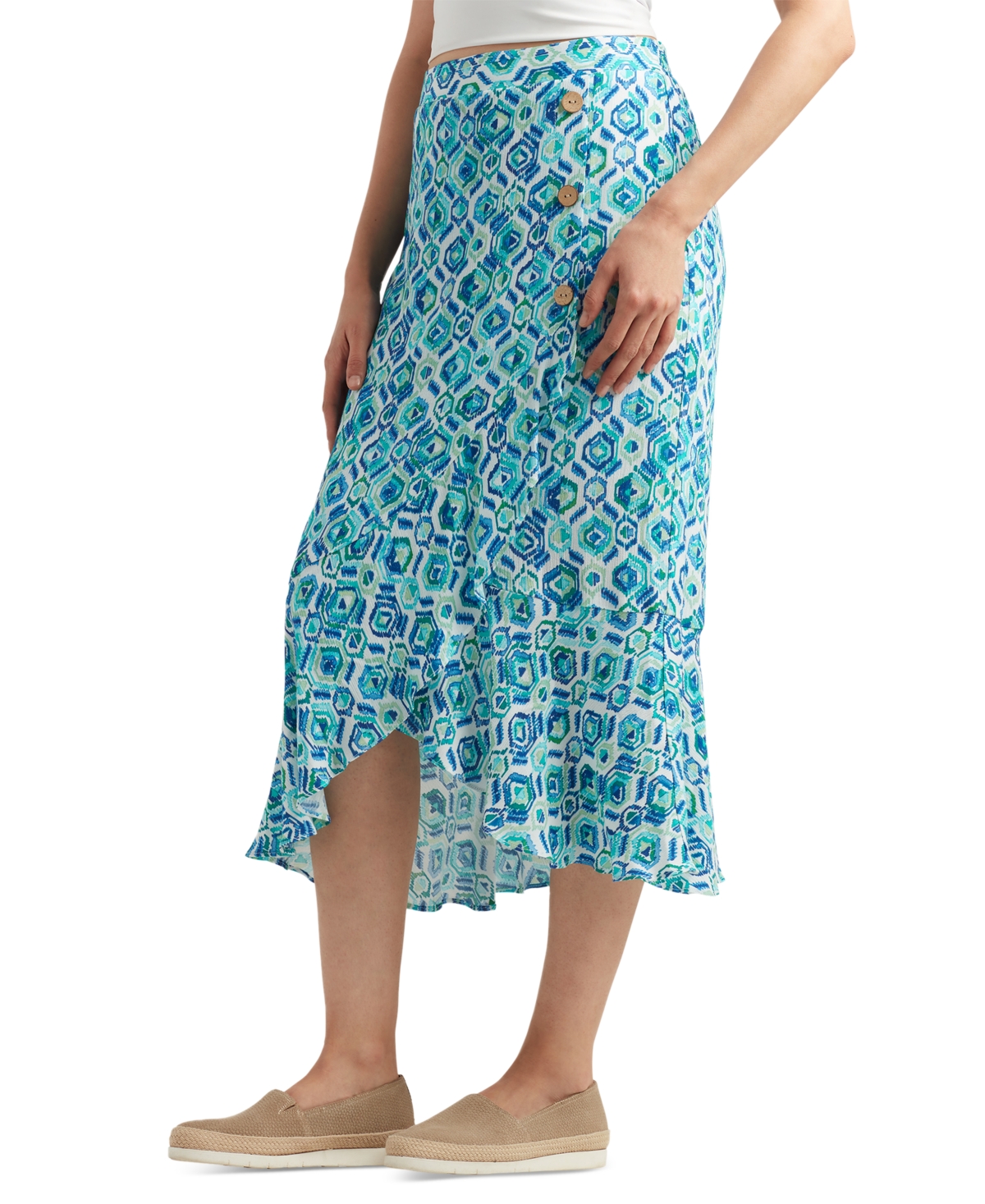 Shop Bcx Juniors' Printed Pull-on Midi Skirt In Blue