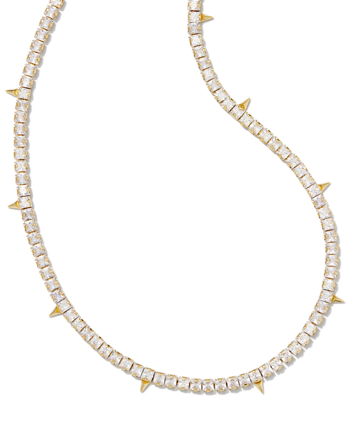 Kendra Scott 14k Gold-plated Spike Cubic Zirconia 17" Adjustable Tennis Necklace In Gold White Crystal