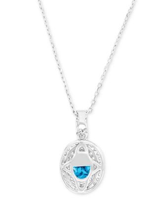 Amethyst (1-1/20 ct. t.w.) & Lab-Grown White Sapphire (1/2 ct. t.w.) Oval Halo Birthstone Pendant Necklace in Sterling Silver, 16" + 2" extender