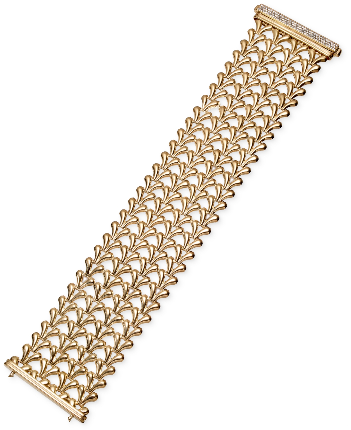 Macy's Diamond Pave Clasp Wide Fancy Link Bracelet (5/8 Ct. T.w.) In 14k Gold-plated Sterling Silver In Gold