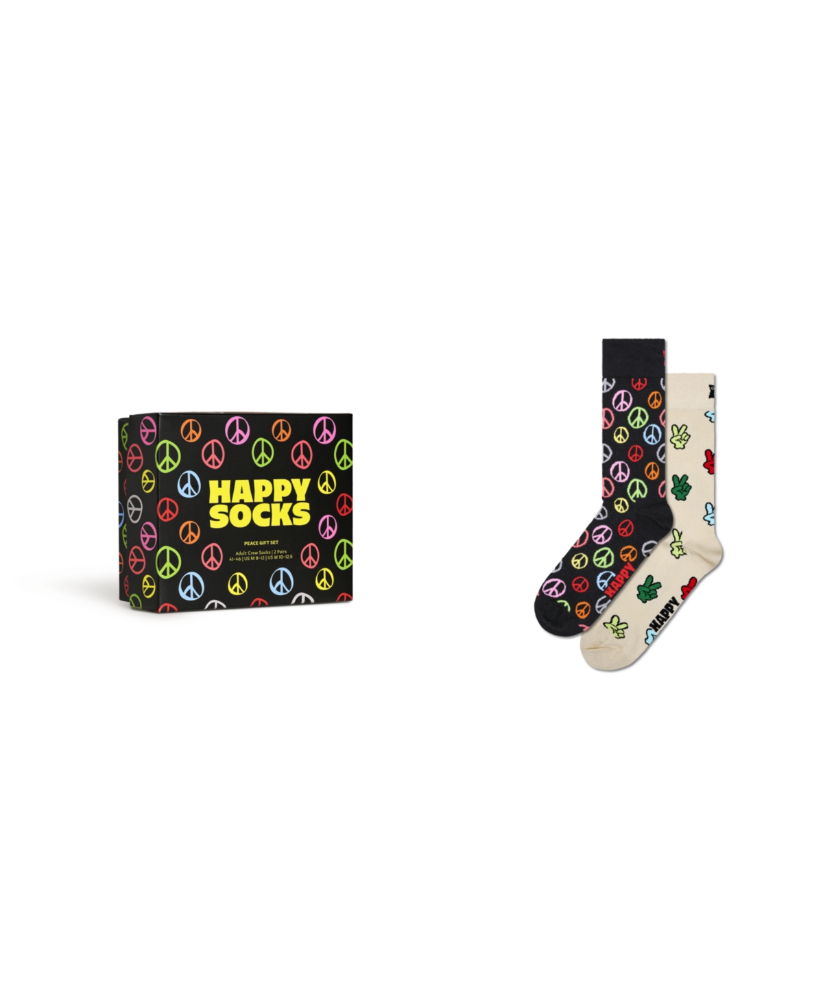 Shop Happy Socks 2-pack Peace Socks Gift Set In Black
