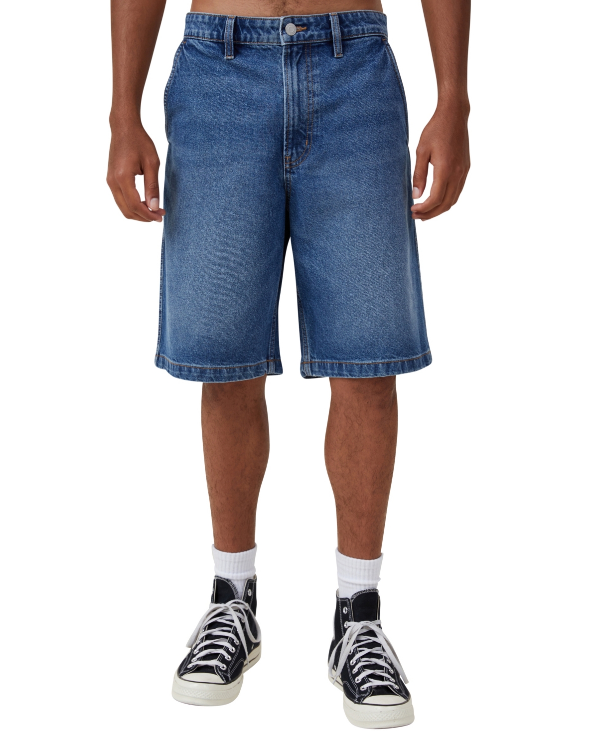 Shop Cotton On Men's Baggy Denim Shorts In Shock Blue Wash